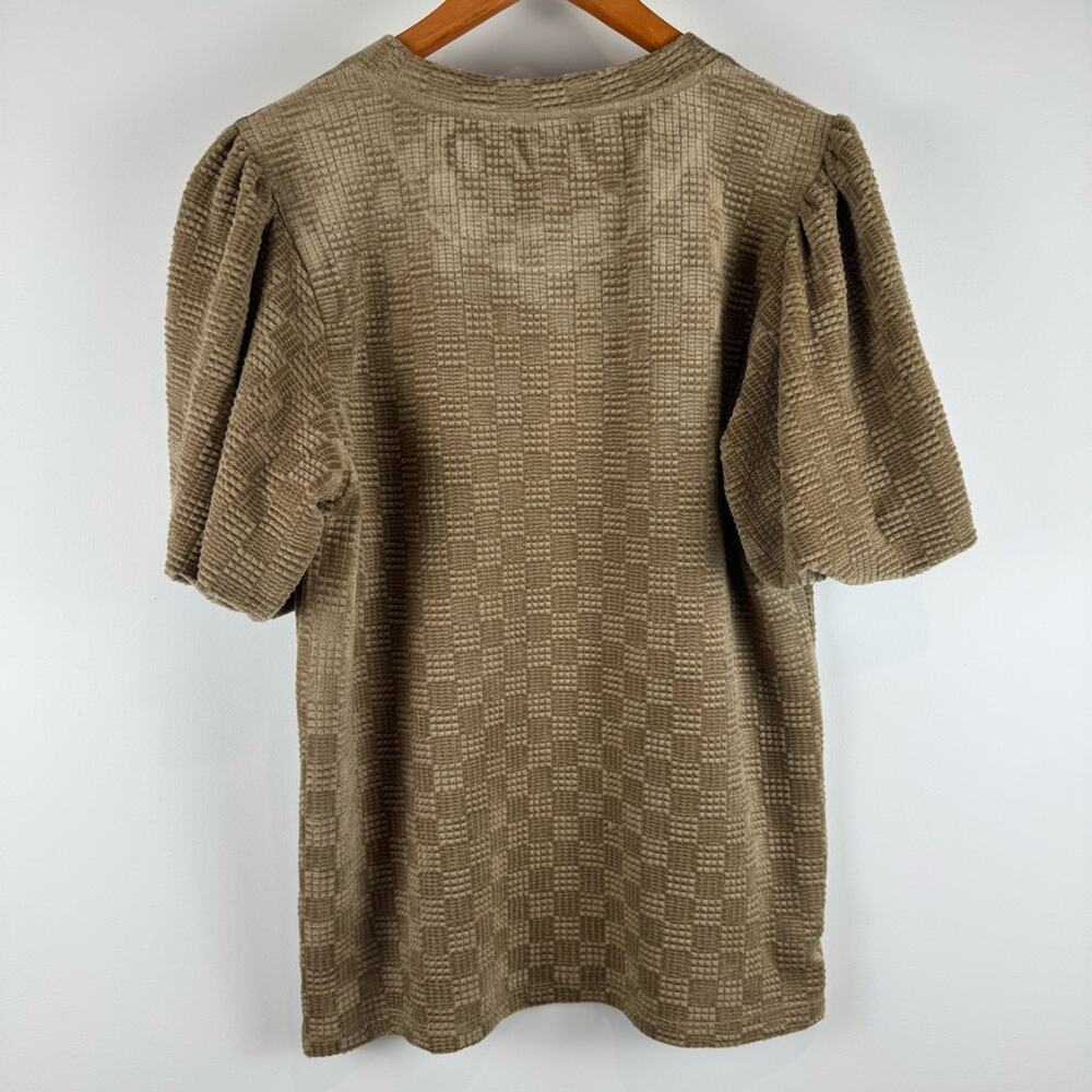 Annie wear Textured Tan Knit Puffed Sleeved Top ~ M - Picture 6 of 13